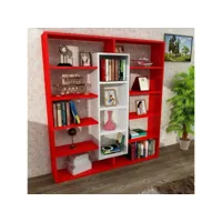 bibliothèque grande rouge - blanc 125 cm azura-40253