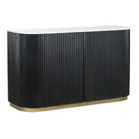 commode, meuble de rangement en métal coloris noir, doré - longueur 140 x profondeur 40 x hauteur 82  cm