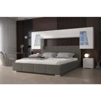 tête de lit avec rangement armoire - pont de lit panama 11hg/w/2-1b blanc/blanc brillant 282x91x35cm vivadiscount-8796