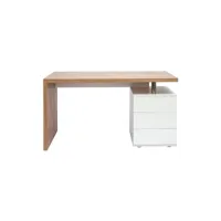 bureau avec rangements 3 tiroirs design bois clair chêne et blanc l140 cm calix