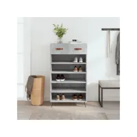 armoire à chaussures gris béton 60x35x105 cm bois d'ingénierie