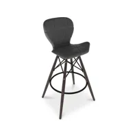 chaise de bar design scandinave avec pieds en bois sombre - laila  gris