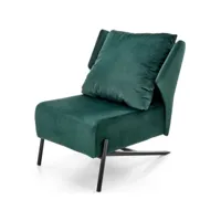 fauteuil lounge en velours vert avec structure noire en métal iael 449