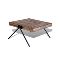 table basse table de salon  bout de canapé avec pieds en v bois de teck recyclé meuble pro frco26522