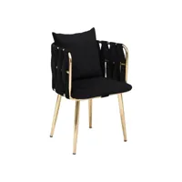 chaise avec accoudoir sawyer métal or et velours noir