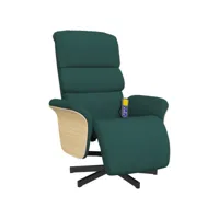 fauteuil inclinable de massage et repose-pieds, fauteuil de relaxation, chaise de salon vert foncé tissu fvbb64509 meuble pro