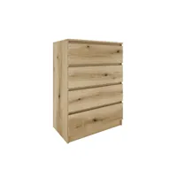 aster t4 - commode moderne 4 tiroirs - 97x70x40  - meuble de rangement - style scandinave - aspect bois - chêne artisan