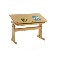 bureau enfant écolier junior olivia table à dessin réglable en hauteur et pupitre inclinable avec 2 tiroirs en pin massif hêtre