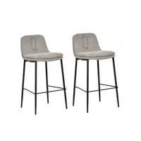 mgm -  2 chaises de bar en tissu gris clair