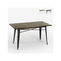 table de salle à manger 120x60 industrielle vintage en bois et en métal caupona brush - noir
