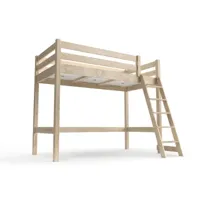 lit mi-hauteur abc 90x200 bois avec échelle inclinée 90x200  vernis naturel hautabc-v