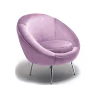 fauteuil en tissu velours rose - pavel - l 79.5 x l 75 x h 78 cm