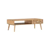 table basse table de salon  bout de canapé 110 x 50 x 35 cm bois d'acacia solide meuble pro frco24532