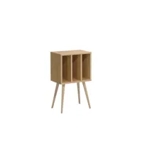 elvdal - meuble de rangement vinyles en bois - couleur - bois clair