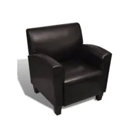 fauteuil chaise siège lounge design club sofa salon cuir synthétique marron foncé helloshop26 1102043par3