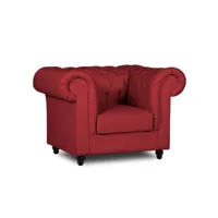 fauteuil chesterfield en simili cuir rouge - wilston chest-rou-1