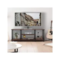 giantex meuble tv à 3 niveaux pour télévision jusqu'à 50 pouces, banc tv moderne avec structure en métal, pour salon, chambre, marron
