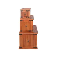coffres de rangement 3 pcs, bancs de rangement, boîtes de rangement bois d'acacia solide pewv92449 meuble pro