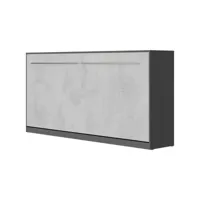 armoire lit escamotable 90x200cm supérieur horizontal lit rabattable lit mural anthracite/béton
