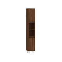 armoire de bain, meuble rangement de salle de bain chêne marron 30x30x190 cm bois d'ingénierie jax30311 meuble pro