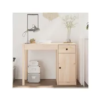 bureau informatique table de bureau - 100x50x75 cm bois massif de pin meuble pro frco29060
