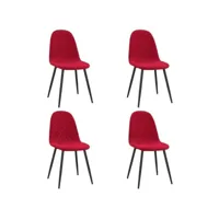 chaises de salle à manger 4 pcs rouge bordeaux velours 13