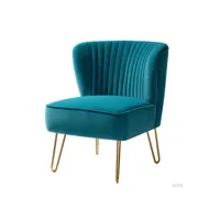 petite chaise en velours, moderne sans accoudoirs avec pieds en métal doré et capitonné en velours, chaise de salle à manger en velours de salon adaptée aux petits espaces, bleu