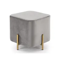 pouf carré en tissu gris clair avec pieds en acier doré quadrato 99