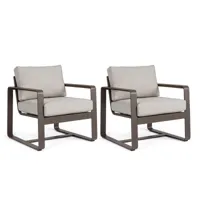 fauteuil de jardin en aluminium et tissu (lot de 2) - etretat