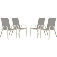 fauteuil jardin textilène cordoba - phoenix - gris clair - lot de 4