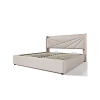 lit coffre lit double lit de rangement avec fonction de chargement usb lit jeune lit 140x200 cm beige avec matelas