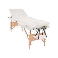 vidaxl table de massage pliable et tabouret 10 cm d'épaisseur blanc 110156