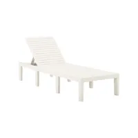 transat chaise longue bain de soleil lit de jardin terrasse meuble d'extérieur plastique blanc helloshop26 02_0012786