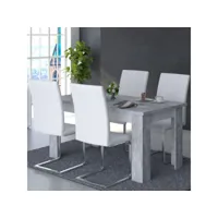 table de repas rectangulaire 180 cm blanc-béton - rodio - l 180 x l 90 x h 76 cm