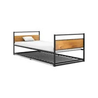 cadre de lit extensible noir métal 90x200 cm
