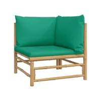 canapé d'angle de jardin avec coussins vert bambou
