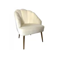 fauteuil, bois de mélèze et playwood et éponge et polyester et acier inoxydable, couleur crème, dimensions : 65 x 69 x 84 cm 8052773846769