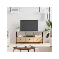 meuble tv - armoire de tv  banc tv  pour salon chêne sonoma 102x33x45 cm bois d'ingénierie et fer -neww74357