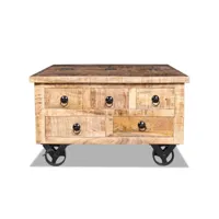 table de salon bois de manguier brut 70x70x40 cm