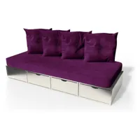 banquette cube 200 cm + futon + coussins  gris aluminium banq200p-ga
