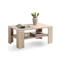 table basse table de salon  bout de canapé avec étagère 100 x 60 x 46 cm chêne meuble pro frco44852