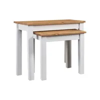 vidaxl tables gigognes 2pcs blanc bois pin massif assortiment panama 282678