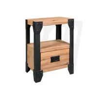 table de chevet table d'appoint  table de nuit bois d'acacia acier 40 x 30 x 54 cm - meuble pro frco99362