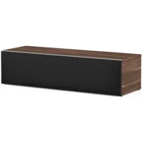 meuble tv tissu acoustique noir et bois foncé washington 120 cm