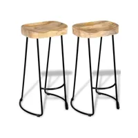 lot de deux tabourets de bar design chaise siège 2 pcs bois de manguier massif helloshop26 1202061