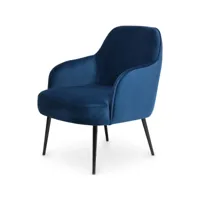 chaise de salle à manger tapissée - velours - hyra bleu foncé