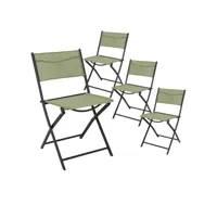 melom - lot de 4 chaises pliantes textilène vert