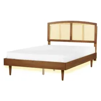 lit double en bois clair avec led 140 x 200 cm varzy 447577