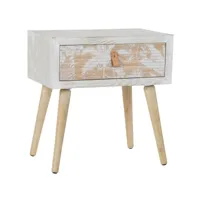 table de chevet / table de nuit en bois et bambou coloris blanc/naturel - longueur 48 x hauteur 51 x profondeur 35 cm