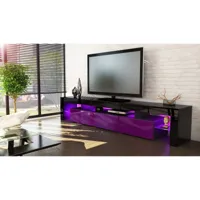 meuble tv noir et  violet 189 cm avec led